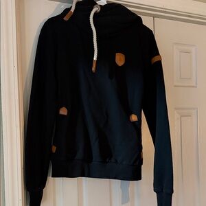 Wanakome Black Hoodie with Tan Accents
